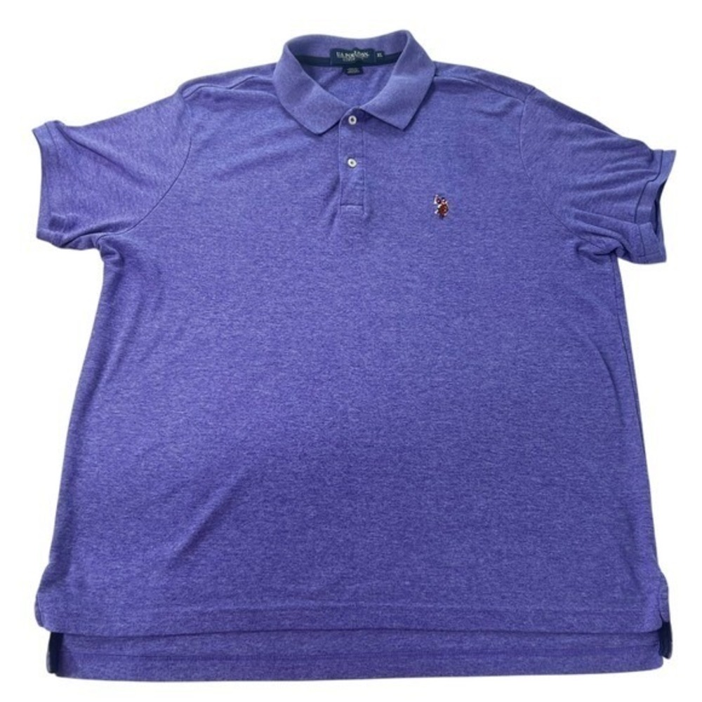 US Polo Assn Men Polo Shirt XL Purple Solid Embroidered Logo Short Sleeve Preppy